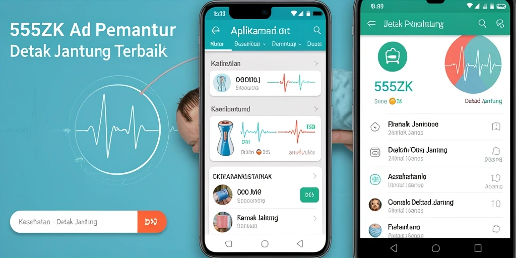 Antarmuka aplikasi 555ZK dengan fitur pemantauan detak jantung.