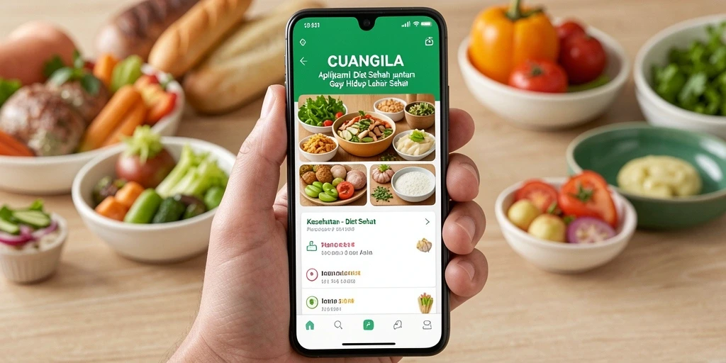 Antarmuka CUANGILA yang intuitif dan menarik untuk diet sehat.