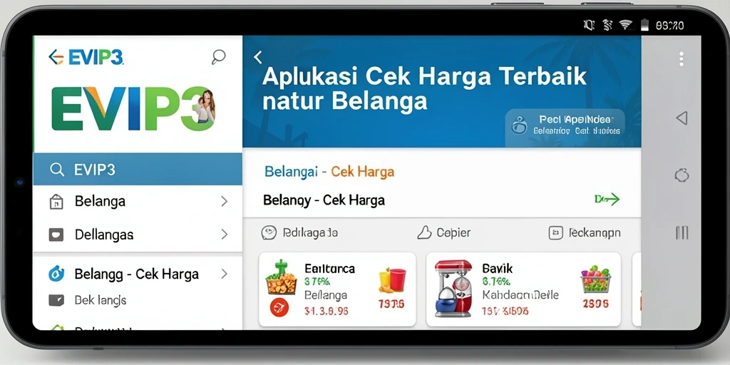 Tampilan antarmuka EVIP3 yang sederhana dan fungsional dalam Cek Harga.