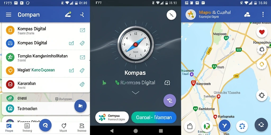 Antarmuka F7F7 menampilkan fungsi kompas digital yang jelas dan responsif.