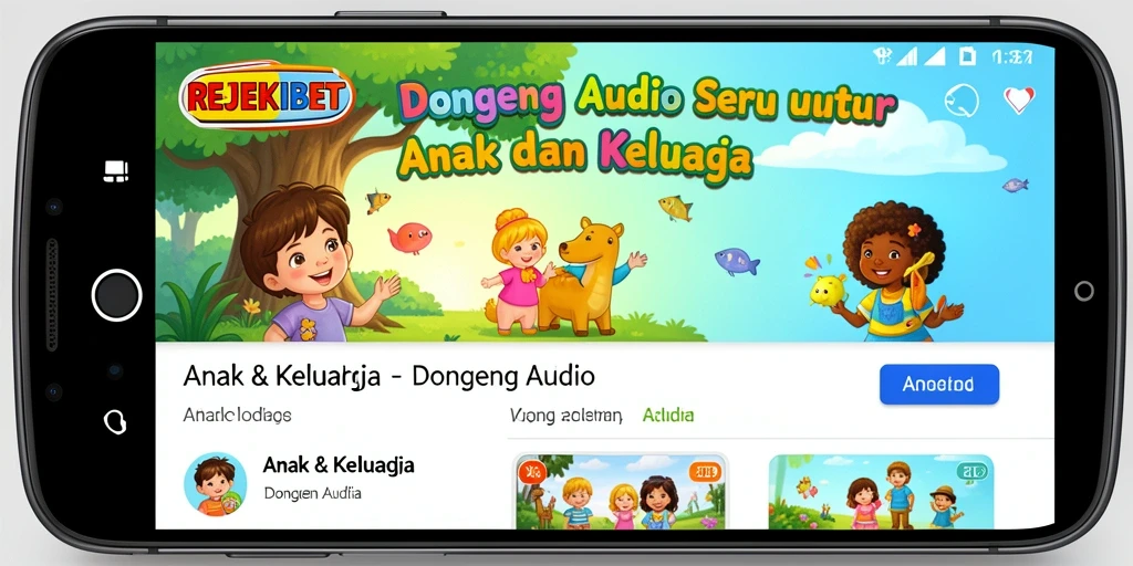 Antarmuka pengguna REJEKIBET yang ramah anak untuk dongeng audio.