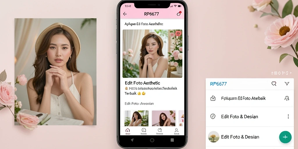 Antarmuka pengguna RP6677 yang modern dan menarik untuk edit foto aesthetic.